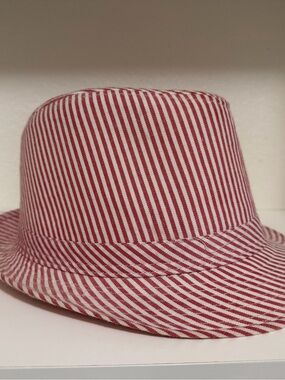 Red and White Striped Fedora